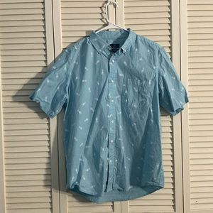 Blue and white pineapple button down